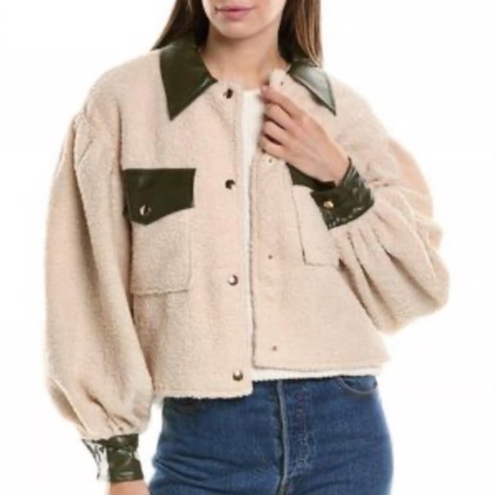 CROSBY by Mollie Burch Gemma‎ Ivory Vegan Shearling Jacket Size M